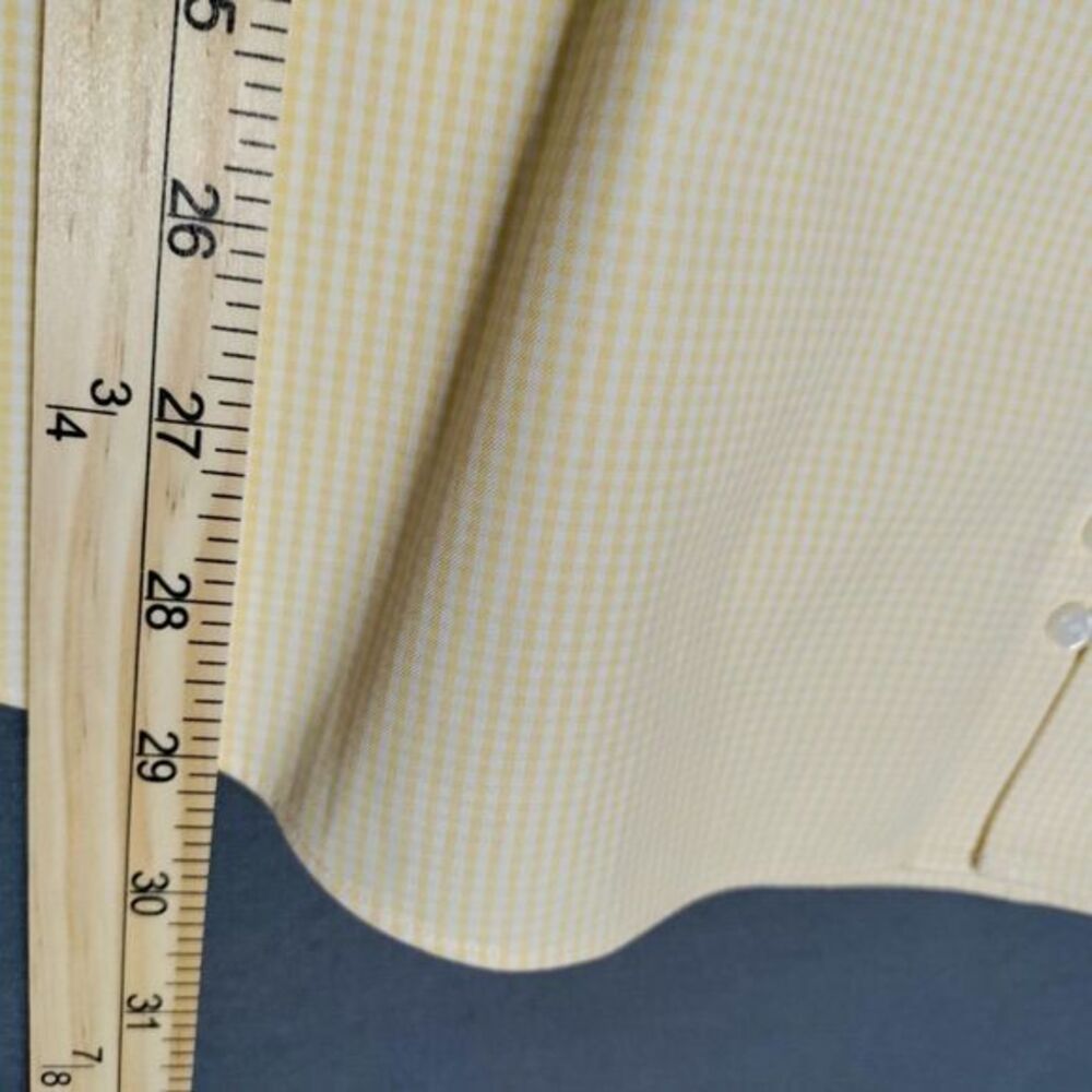 Roundtree Yorke Gold Label Perfect Performance Shirt Men 16/33 Yellow Plaid Y2K - Picture 7 of 8